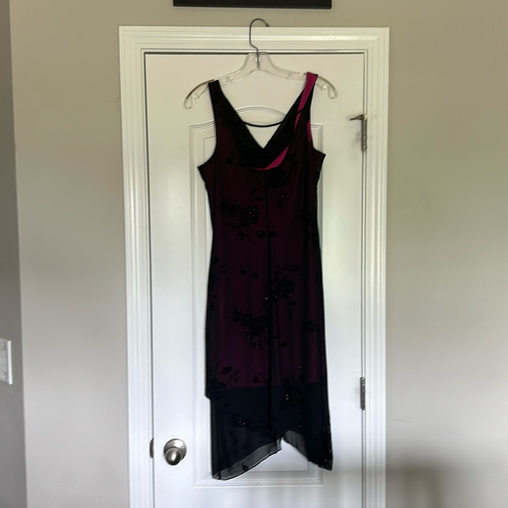 Black and pink 3/4 length semi formal dress